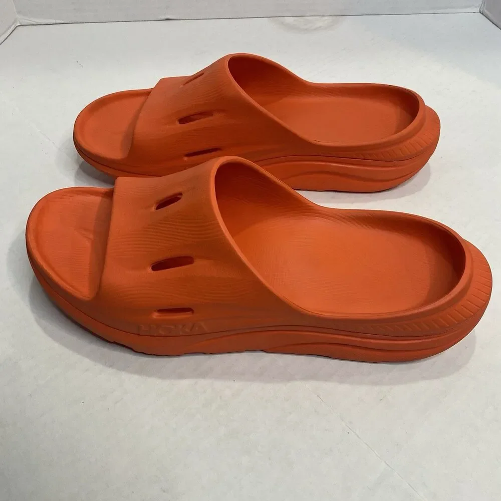 Hoka One One Slide 3 Sandals Mens 12 Orange Ora Recovery Comfort Shoes